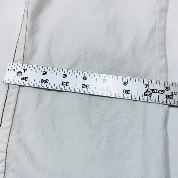 True Religion Joey Big T Flared Jeans White Gild Stitch Women 28W x 27L Used - Picture 10 of 11